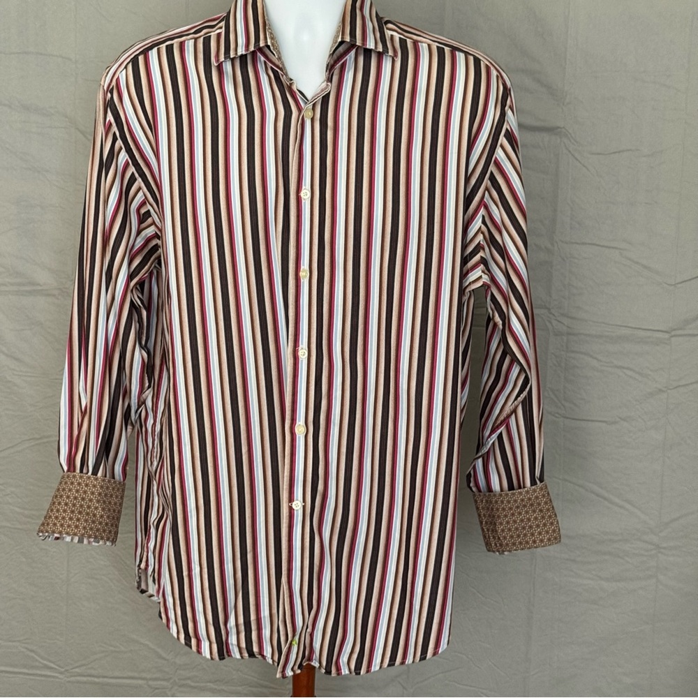 Tailorbyrd Striped Long Sleeve Shirt Mens Lg Flipp Cuff